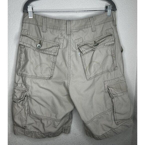 Levis Cargo Shorts Mens 34 Khaki Beige Multi Pocket Flap Baggy Outdoor Utility - Picture 2 of 13